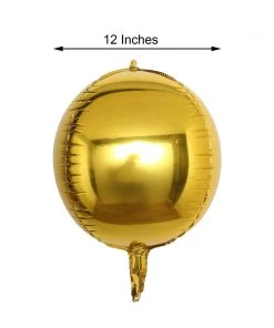 HIER_3213 2 Pack | 12" 4D Metallic Gold Sphere Mylar Foil Helium Or Air Balloons 17 HIER_3213 2 Pack | 12