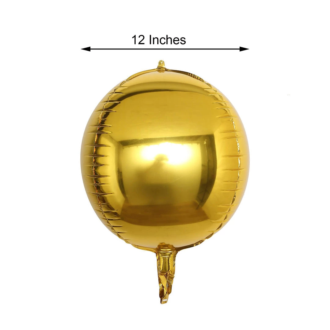 HIER_3213 2 Pack | 12" 4D Metallic Gold Sphere Mylar Foil Helium Or Air Balloons 3 HIER_3213 2 Pack | 12" 4D Metallic Gold Sphere Mylar Foil Helium Or Air Balloons