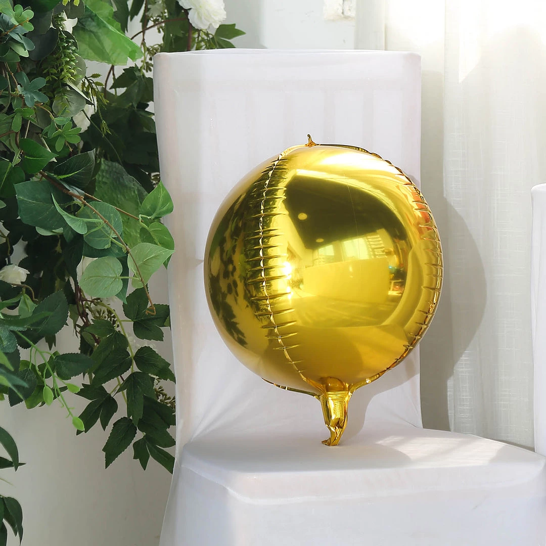 HIER_3213 2 Pack | 12" 4D Metallic Gold Sphere Mylar Foil Helium Or Air Balloons 2 HIER_3213 2 Pack | 12" 4D Metallic Gold Sphere Mylar Foil Helium Or Air Balloons
