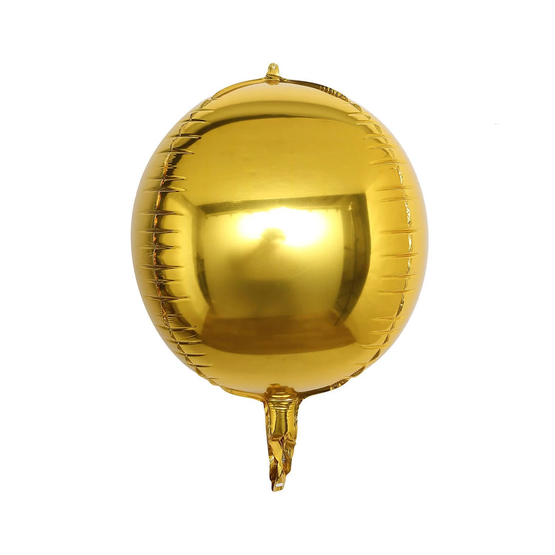 HIER_3213 2 Pack | 12" 4D Metallic Gold Sphere Mylar Foil Helium Or Air Balloons 1 HIER_3213 2 Pack | 12" 4D Metallic Gold Sphere Mylar Foil Helium Or Air Balloons