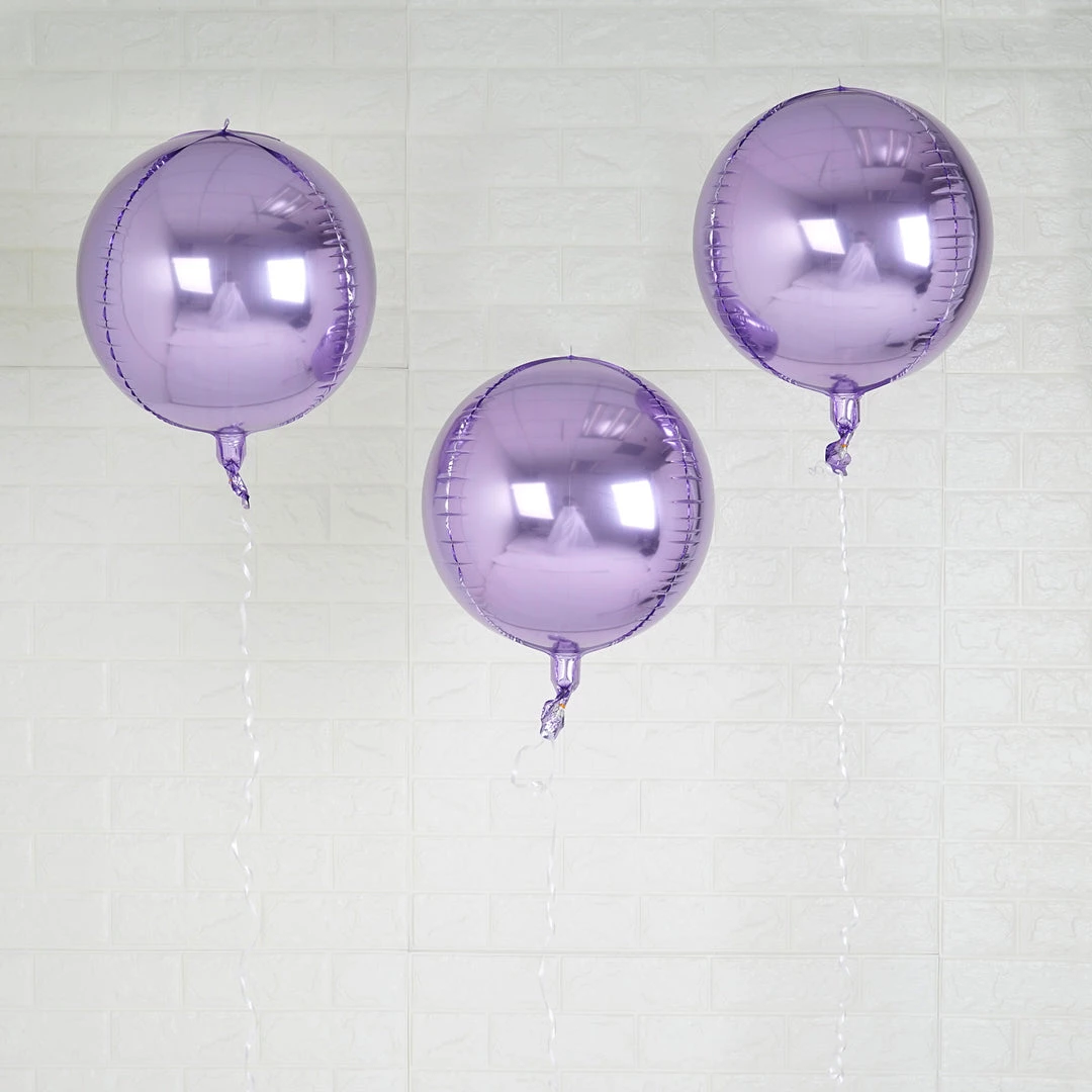 HIER_3213 2 Pack | 12" 4D Lavender Sphere Mylar Foil Helium Or Air Balloons Big Event Backdrops & Décor 7 HIER_3213 2 Pack | 12" 4D Lavender Sphere Mylar Foil Helium Or Air Balloons Big Event Backdrops & Décor