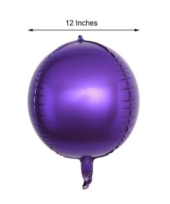 HIER_3213 2 Pack | 12" 4D Shiny Purple Sphere Mylar Foil Helium Or Air Balloons 17 HIER_3213 2 Pack | 12