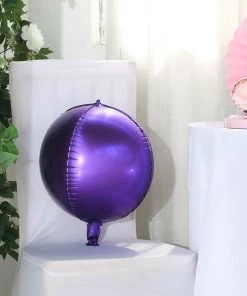 HIER_3213 2 Pack | 12" 4D Shiny Purple Sphere Mylar Foil Helium Or Air Balloons