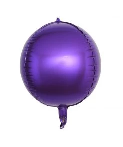 HIER_3213 2 Pack | 12" 4D Shiny Purple Sphere Mylar Foil Helium Or Air Balloons