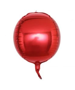 HIER_3213 2 Pack | 12" 4D Metallic Red Sphere Mylar Foil Helium Or Air Balloons Big Event Backdrops & Décor