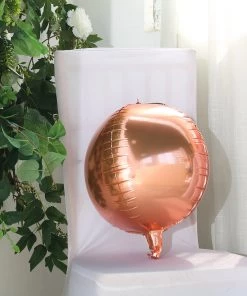 HIER_3213 Big Event Backdrops & Décor 2 Pack | 12" 4D Rose Gold Sphere Mylar Foil Helium Or Air Balloons