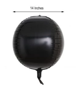 HIER_3213 2 Pack | 14" 4D Shiny Black Sphere Mylar Foil Helium Or Air Balloons 17 HIER_3213 2 Pack | 14