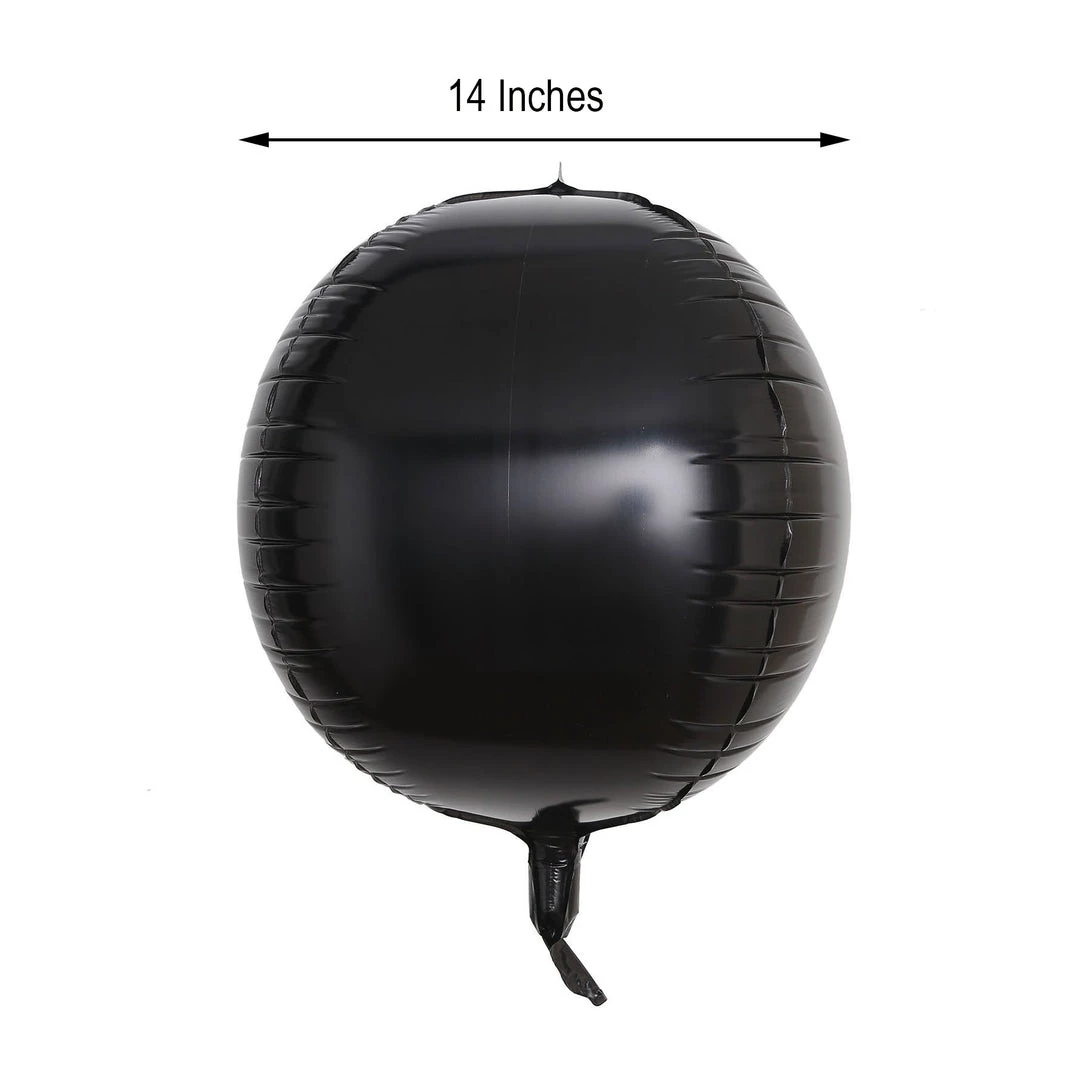 HIER_3213 2 Pack | 14" 4D Shiny Black Sphere Mylar Foil Helium Or Air Balloons 3 HIER_3213 2 Pack | 14" 4D Shiny Black Sphere Mylar Foil Helium Or Air Balloons
