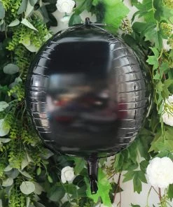 HIER_3213 2 Pack | 14" 4D Shiny Black Sphere Mylar Foil Helium Or Air Balloons