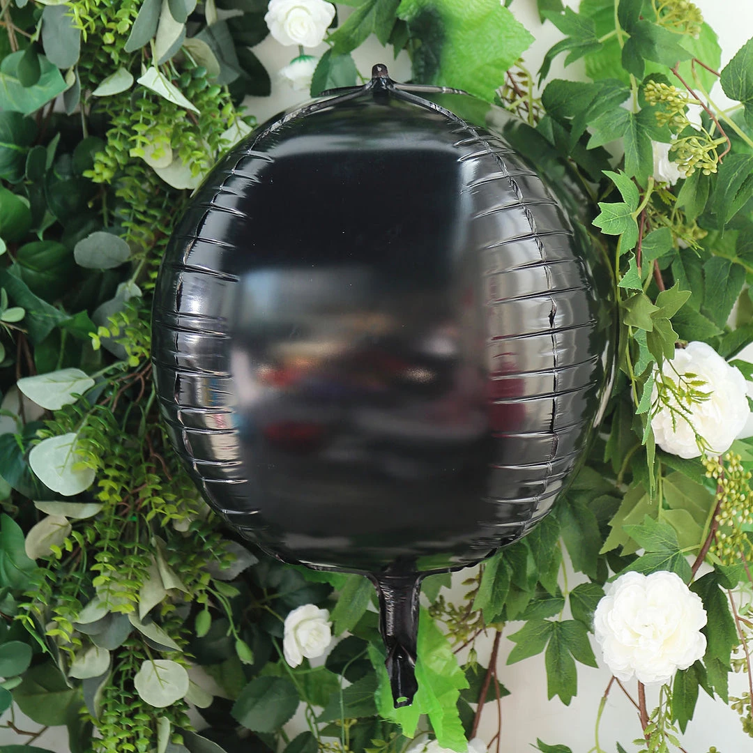 HIER_3213 2 Pack | 14" 4D Shiny Black Sphere Mylar Foil Helium Or Air Balloons 2 HIER_3213 2 Pack | 14" 4D Shiny Black Sphere Mylar Foil Helium Or Air Balloons