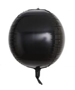 HIER_3213 2 Pack | 14" 4D Shiny Black Sphere Mylar Foil Helium Or Air Balloons