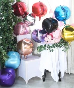 HIER_3213 2 Pack | 14" 4D Metallic Gold Sphere Mylar Foil Helium Or Air Balloons 23 HIER_3213 2 Pack | 14