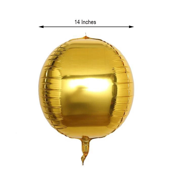 HIER_3213 2 Pack | 14" 4D Metallic Gold Sphere Mylar Foil Helium Or Air Balloons 3 HIER_3213 2 Pack | 14" 4D Metallic Gold Sphere Mylar Foil Helium Or Air Balloons