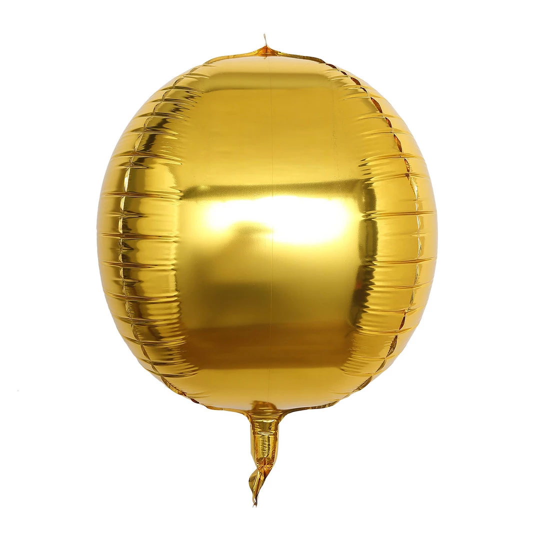 HIER_3213 2 Pack | 14" 4D Metallic Gold Sphere Mylar Foil Helium Or Air Balloons 1 HIER_3213 2 Pack | 14" 4D Metallic Gold Sphere Mylar Foil Helium Or Air Balloons