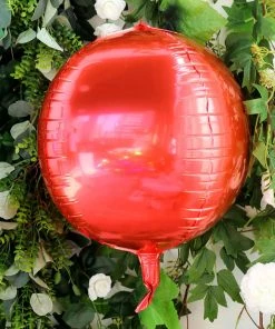 HIER_3200 Big Event Backdrops & Décor 2 Pack | 14" 4D Metallic Red Sphere Mylar Foil Helium Or Air Balloons