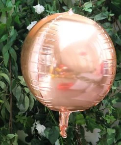 HIER_3213 Big Event Backdrops & Décor 2 Pack | 14" 4D Rose Gold Sphere Mylar Foil Helium Or Air Balloons