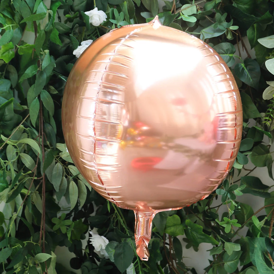 HIER_3213 Big Event Backdrops & Décor 2 Pack | 14" 4D Rose Gold Sphere Mylar Foil Helium Or Air Balloons 2 HIER_3213 Big Event Backdrops & Décor 2 Pack | 14" 4D Rose Gold Sphere Mylar Foil Helium Or Air Balloons