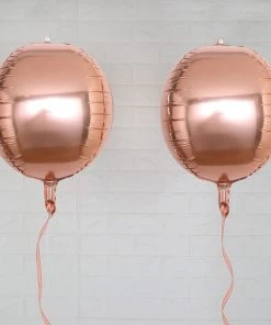 HIER_3213 Big Event Backdrops & Décor 2 Pack | 14" 4D Rose Gold Sphere Mylar Foil Helium Or Air Balloons 20 HIER_3213 Big Event Backdrops & Décor 2 Pack | 14