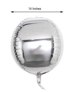 HIER_3213 2 Pack | 14" 4D Shiny Silver Sphere Mylar Foil Helium Or Air Balloons Big Event Backdrops & Décor 19 HIER_3213 2 Pack | 14
