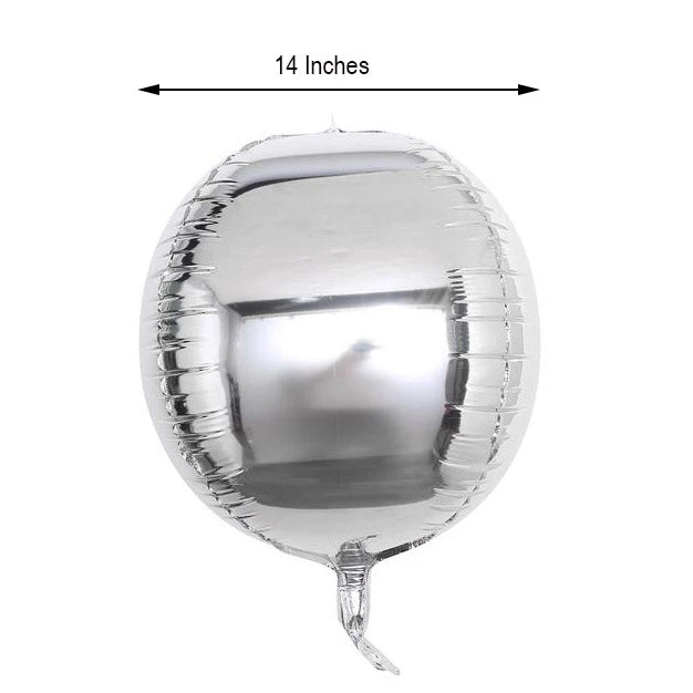 HIER_3213 2 Pack | 14" 4D Shiny Silver Sphere Mylar Foil Helium Or Air Balloons Big Event Backdrops & Décor 3 HIER_3213 2 Pack | 14" 4D Shiny Silver Sphere Mylar Foil Helium Or Air Balloons Big Event Backdrops & Décor