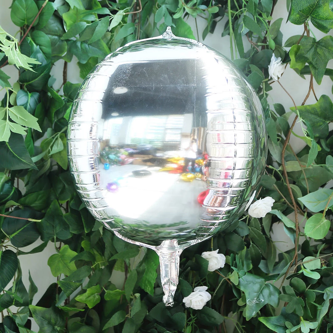 HIER_3213 2 Pack | 14" 4D Shiny Silver Sphere Mylar Foil Helium Or Air Balloons Big Event Backdrops & Décor 2 HIER_3213 2 Pack | 14" 4D Shiny Silver Sphere Mylar Foil Helium Or Air Balloons Big Event Backdrops & Décor