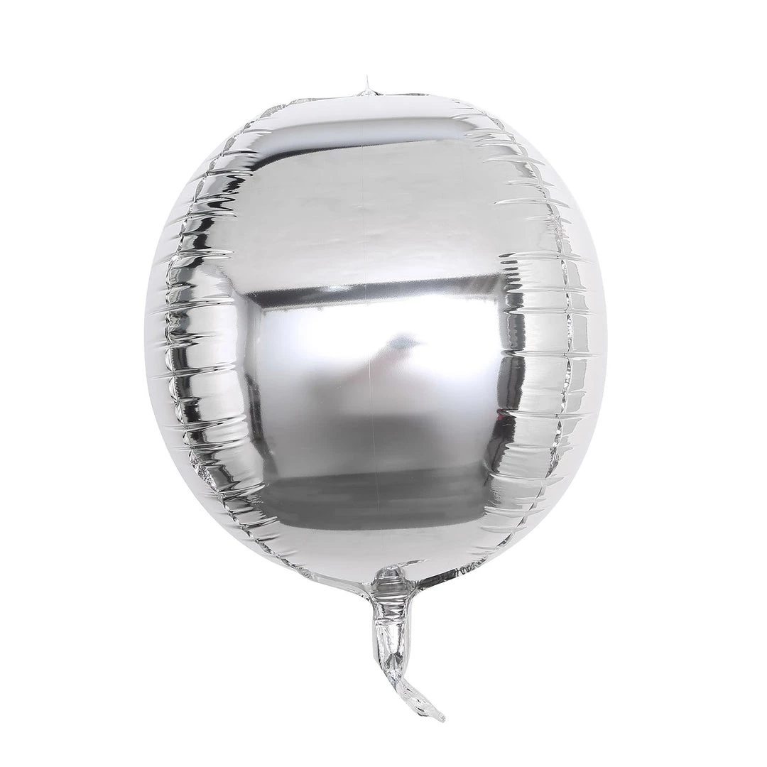 HIER_3213 2 Pack | 14" 4D Shiny Silver Sphere Mylar Foil Helium Or Air Balloons Big Event Backdrops & Décor 1 HIER_3213 2 Pack | 14" 4D Shiny Silver Sphere Mylar Foil Helium Or Air Balloons Big Event Backdrops & Décor