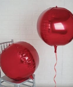 HIER_3213 2 Pack | 18" 4D Burgundy Sphere Mylar Foil Helium Or Air Balloons Big Event Backdrops & Décor