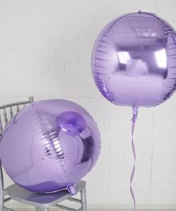 HIER_3213 2 Pack | 18" 4D Lavender Sphere Mylar Foil Helium Or Air Balloons Big Event Backdrops & Décor