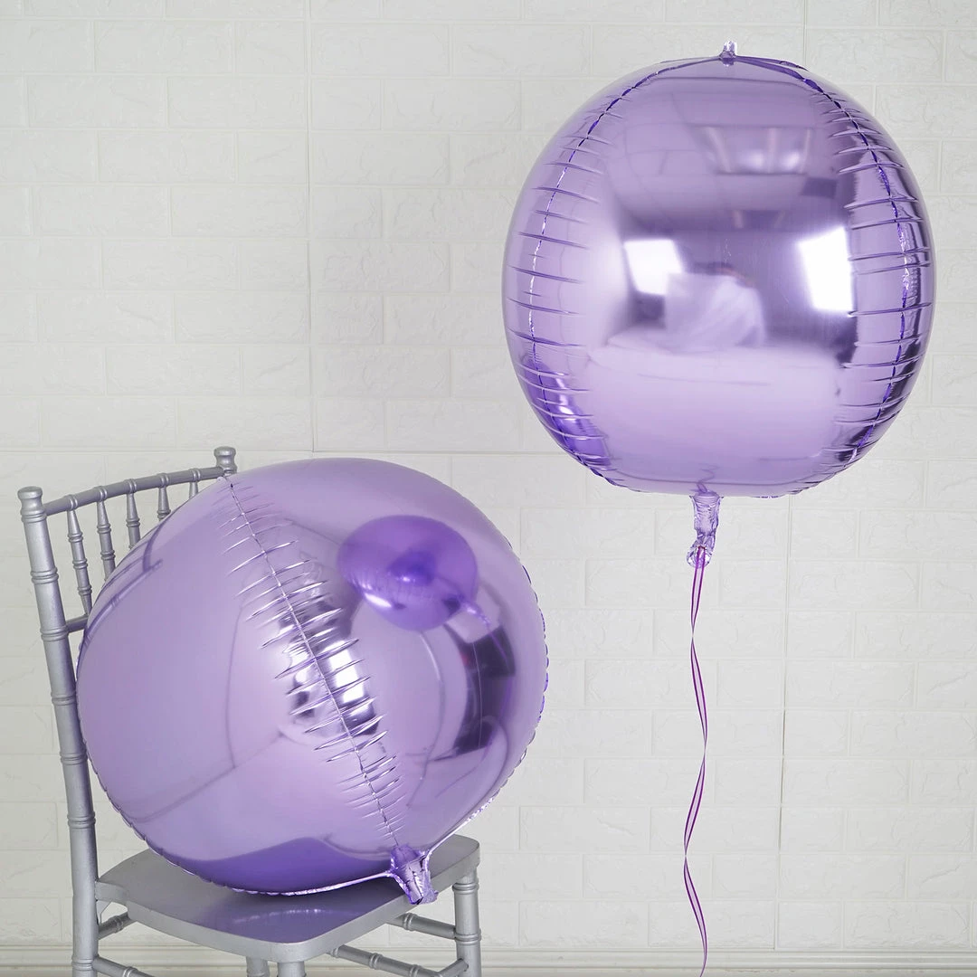 HIER_3213 2 Pack | 18" 4D Lavender Sphere Mylar Foil Helium Or Air Balloons Big Event Backdrops & Décor 2 HIER_3213 2 Pack | 18" 4D Lavender Sphere Mylar Foil Helium Or Air Balloons Big Event Backdrops & Décor