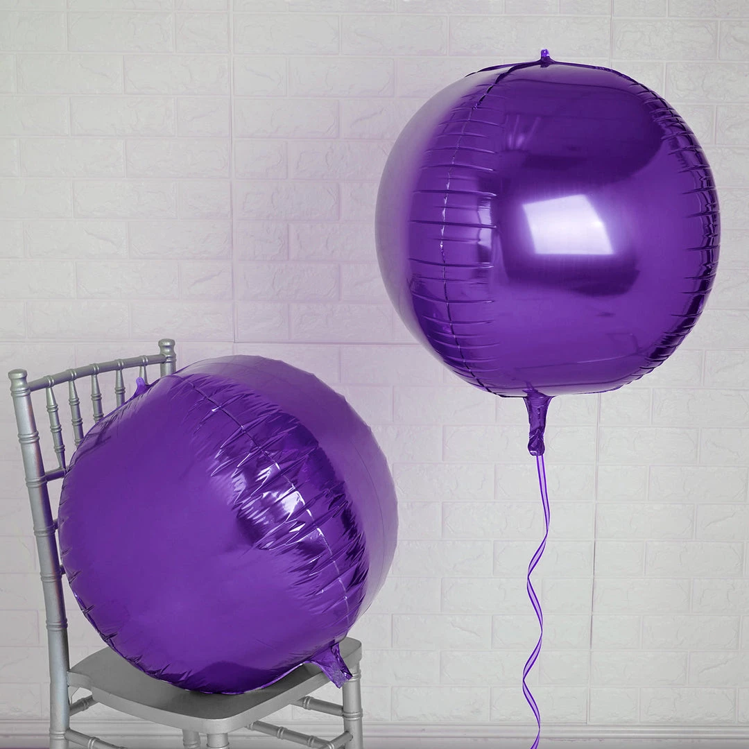 HIER_3213 Big Event Backdrops & Décor 2 Pack | 18" 4D Shiny Purple Sphere Mylar Foil Helium Or Air Balloons 2 HIER_3213 Big Event Backdrops & Décor 2 Pack | 18" 4D Shiny Purple Sphere Mylar Foil Helium Or Air Balloons