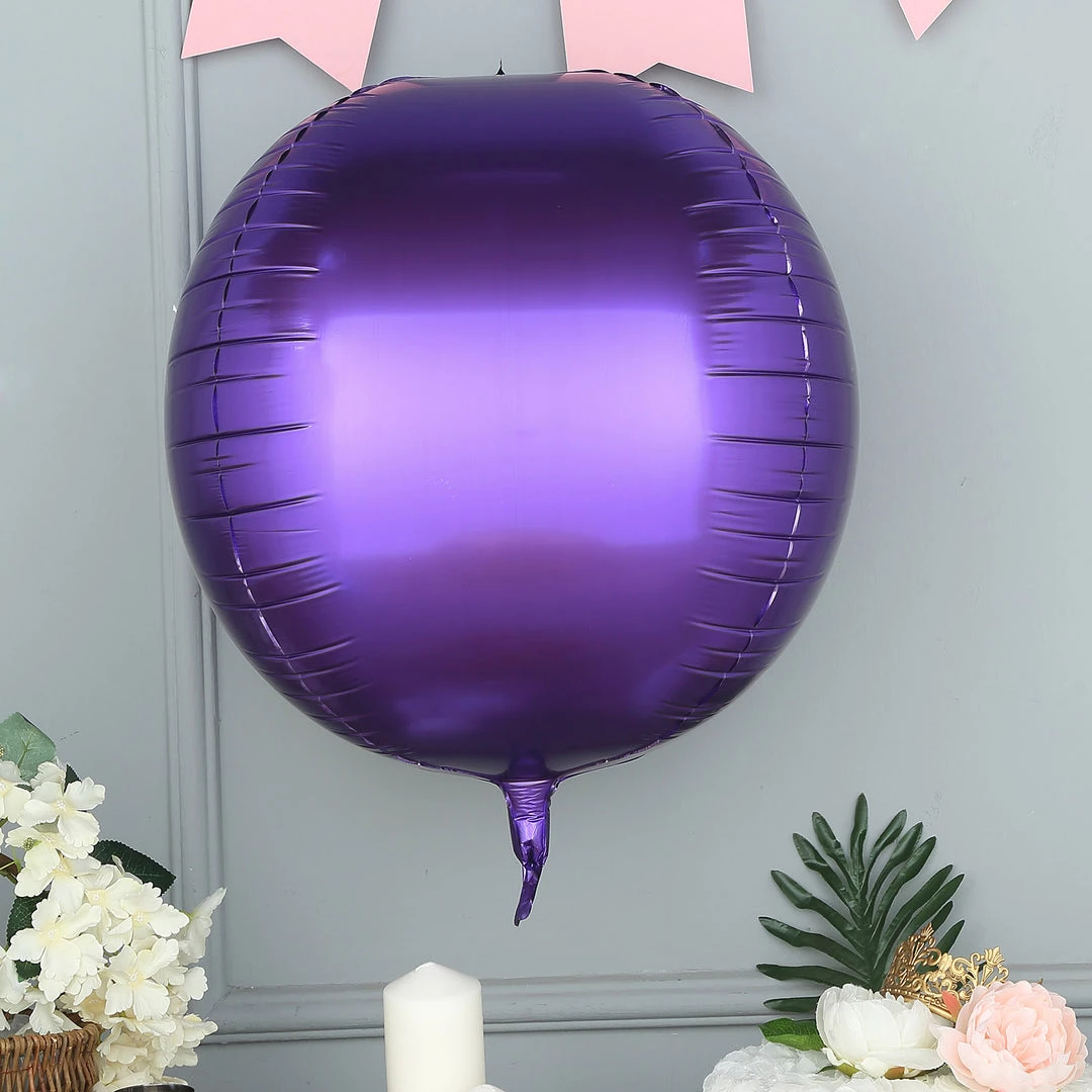 HIER_3213 Big Event Backdrops & Décor 2 Pack | 18" 4D Shiny Purple Sphere Mylar Foil Helium Or Air Balloons 1 HIER_3213 Big Event Backdrops & Décor 2 Pack | 18" 4D Shiny Purple Sphere Mylar Foil Helium Or Air Balloons