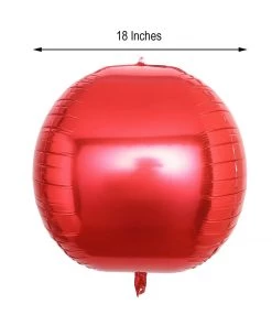 HIER_3213 2 Pack | 18" 4D Metallic Red Sphere Mylar Foil Helium Or Air Balloons Big Event Backdrops & Décor 18 HIER_3213 2 Pack | 18