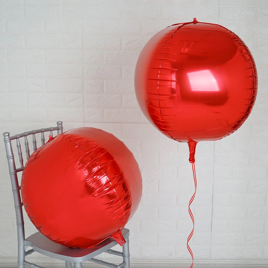 HIER_3213 2 Pack | 18" 4D Metallic Red Sphere Mylar Foil Helium Or Air Balloons Big Event Backdrops & Décor 2 HIER_3213 2 Pack | 18" 4D Metallic Red Sphere Mylar Foil Helium Or Air Balloons Big Event Backdrops & Décor