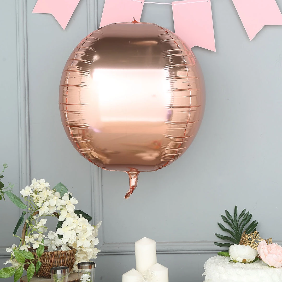 HIER_3213 2 Pack | 18" 4D Rose Gold Sphere Mylar Foil Helium Or Air Balloons Big Event Backdrops & Décor 1 HIER_3213 2 Pack | 18" 4D Rose Gold Sphere Mylar Foil Helium Or Air Balloons Big Event Backdrops & Décor