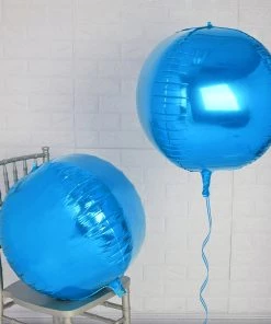 HIER_3213 Big Event Backdrops & Décor 2 Pack | 18" 4D Royal Blue Sphere Mylar Foil Helium Or Air Balloons