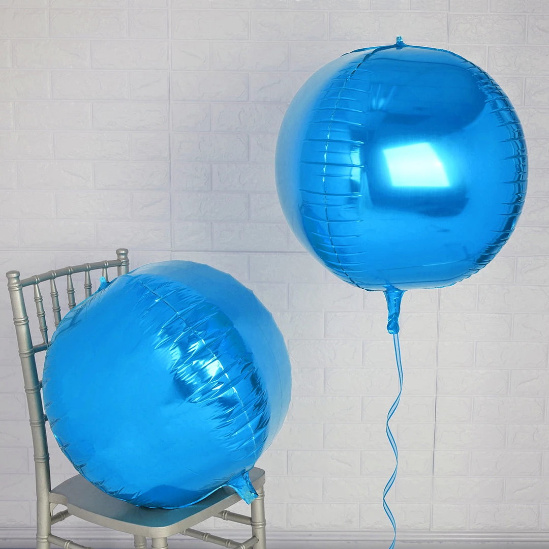 HIER_3213 Big Event Backdrops & Décor 2 Pack | 18" 4D Royal Blue Sphere Mylar Foil Helium Or Air Balloons 2 HIER_3213 Big Event Backdrops & Décor 2 Pack | 18" 4D Royal Blue Sphere Mylar Foil Helium Or Air Balloons