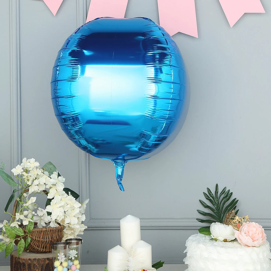 HIER_3213 Big Event Backdrops & Décor 2 Pack | 18" 4D Royal Blue Sphere Mylar Foil Helium Or Air Balloons 1 HIER_3213 Big Event Backdrops & Décor 2 Pack | 18" 4D Royal Blue Sphere Mylar Foil Helium Or Air Balloons
