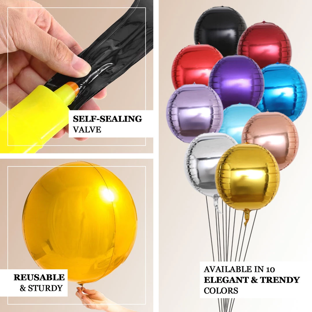 HIER_3213 2 Pack | 12" 4D Shiny Black Sphere Mylar Foil Helium Or Air Balloons Big Event Backdrops & Décor 4 HIER_3213 2 Pack | 12" 4D Shiny Black Sphere Mylar Foil Helium Or Air Balloons Big Event Backdrops & Décor