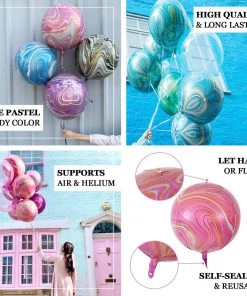 HIER_3213 Party Balloons & Accessories 3 Pack | 13" 4D Green/Gold Marble Sphere Foil Helium Or Air Balloons 15 HIER_3213 Party Balloons & Accessories 3 Pack | 13