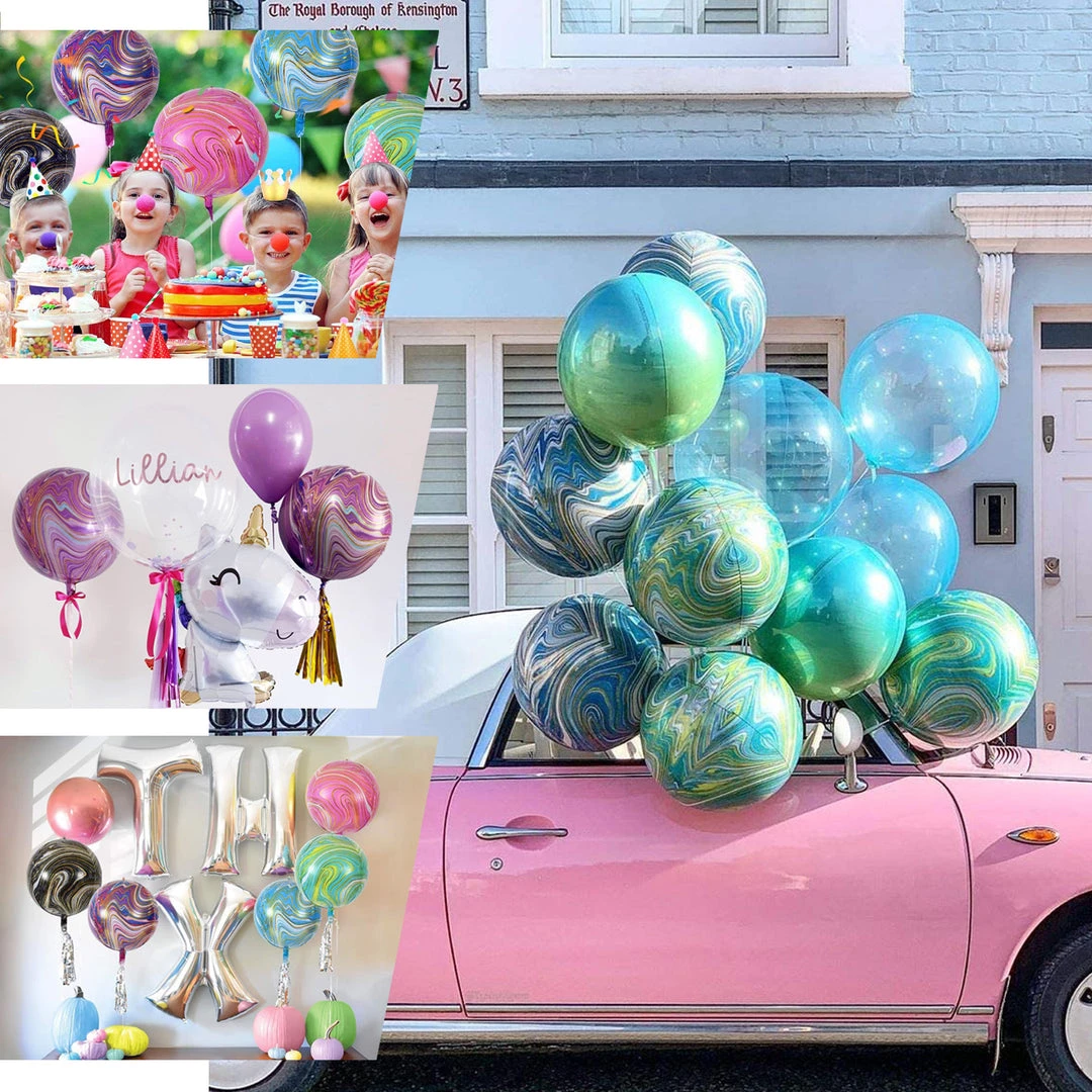 HIER_3213 Party Balloons & Accessories 3 Pack | 13" 4D Green/Gold Marble Sphere Foil Helium Or Air Balloons 5 HIER_3213 Party Balloons & Accessories 3 Pack | 13" 4D Green/Gold Marble Sphere Foil Helium Or Air Balloons