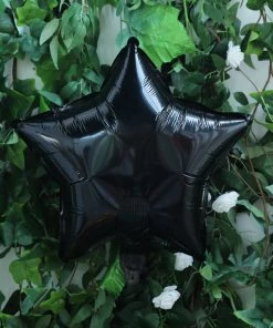 HIER_3213 Big Event Backdrops & Décor 2 Pack | 16" 4D Shiny Black Star Mylar Foil Helium Or Air Balloons