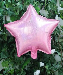 HIER_3213 Big Event Backdrops & Décor 2 Pack | 16" 4D Shiny Pink Star Mylar Foil Helium Or Air Balloons