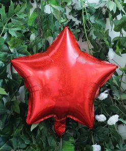HIER_3200 2 Pack | 16" 4D Metallic Red Star Mylar Foil Helium Or Air Balloons