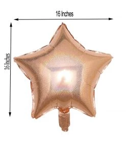 HIER_3200 2 Pack | 16" 4D Rose Gold Star Mylar Foil Helium Or Air Balloons 20 HIER_3200 2 Pack | 16