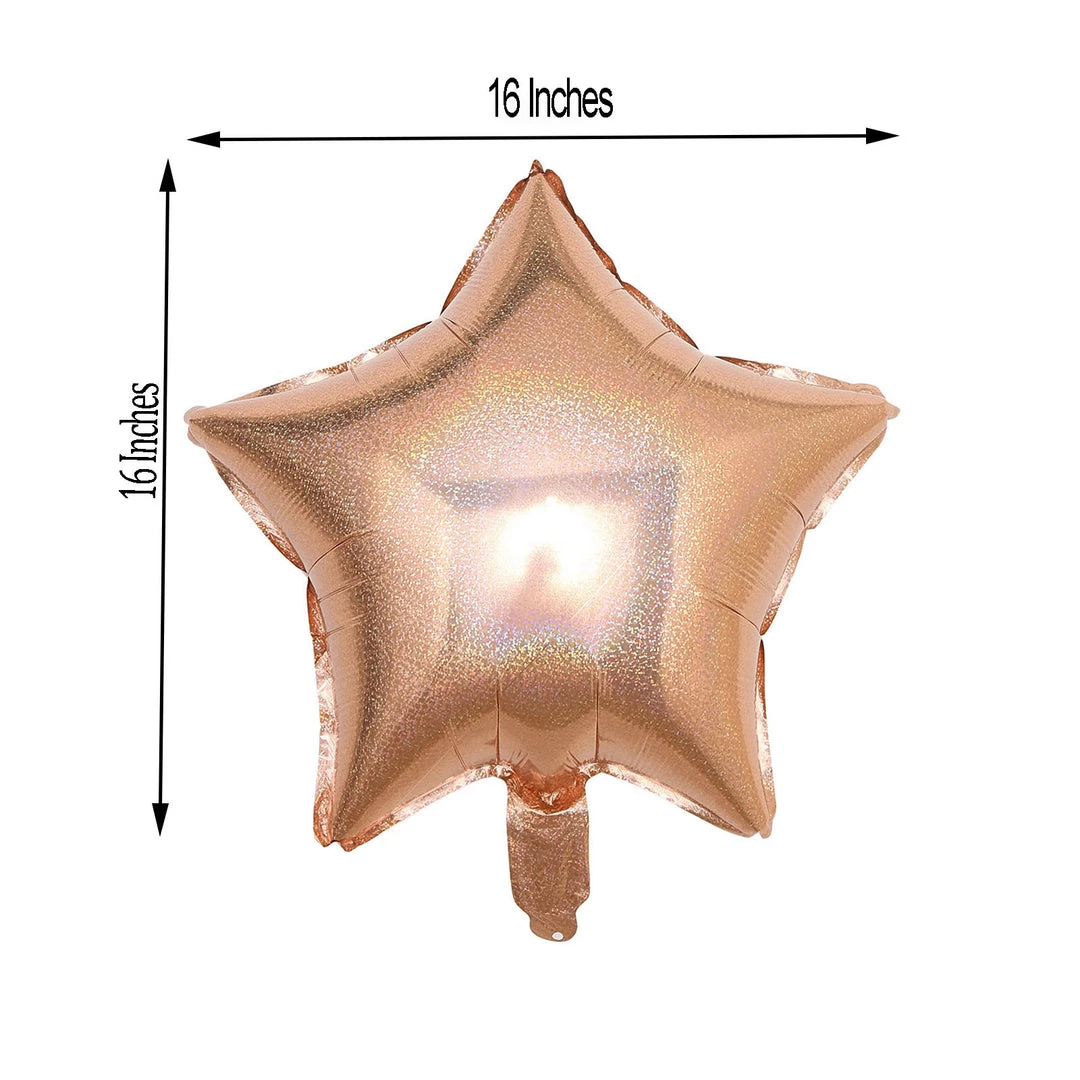HIER_3200 2 Pack | 16" 4D Rose Gold Star Mylar Foil Helium Or Air Balloons 3 HIER_3200 2 Pack | 16" 4D Rose Gold Star Mylar Foil Helium Or Air Balloons