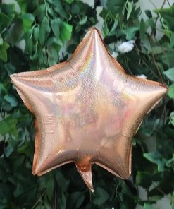 HIER_3200 2 Pack | 16" 4D Rose Gold Star Mylar Foil Helium Or Air Balloons