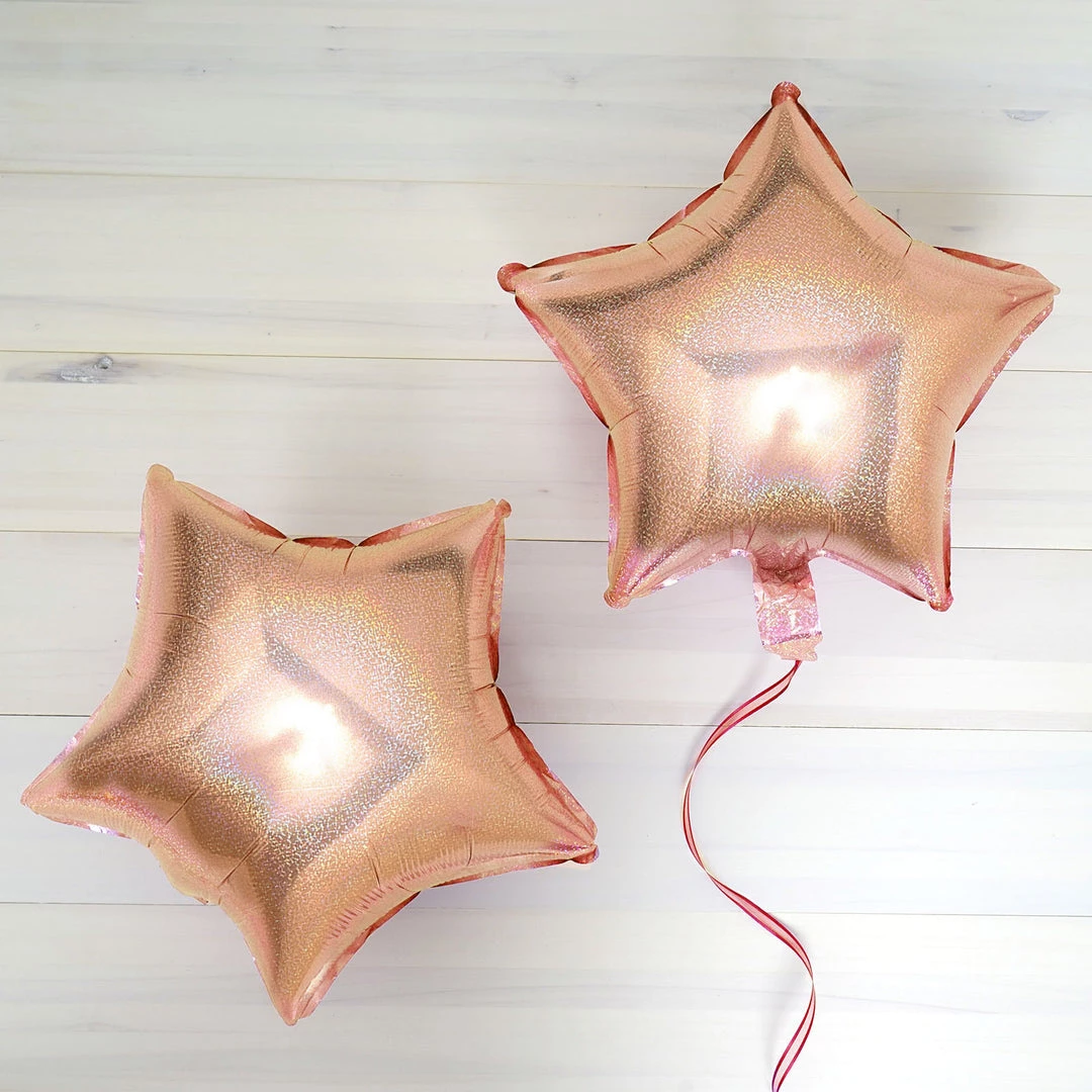 HIER_3200 2 Pack | 16" 4D Rose Gold Star Mylar Foil Helium Or Air Balloons 1 HIER_3200 2 Pack | 16" 4D Rose Gold Star Mylar Foil Helium Or Air Balloons