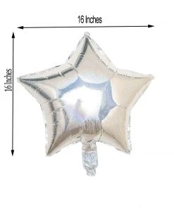 HIER_3213 Big Event Backdrops & Décor 2 Pack | 16" 4D Shiny Silver Star Mylar Foil Helium Or Air Balloons 20 HIER_3213 Big Event Backdrops & Décor 2 Pack | 16