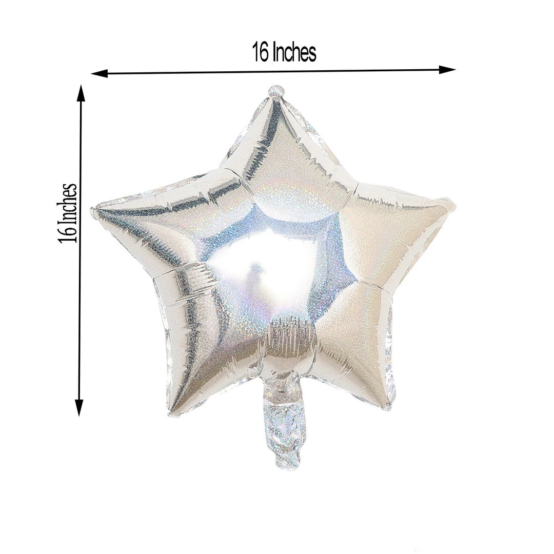 HIER_3213 Big Event Backdrops & Décor 2 Pack | 16" 4D Shiny Silver Star Mylar Foil Helium Or Air Balloons 3 HIER_3213 Big Event Backdrops & Décor 2 Pack | 16" 4D Shiny Silver Star Mylar Foil Helium Or Air Balloons
