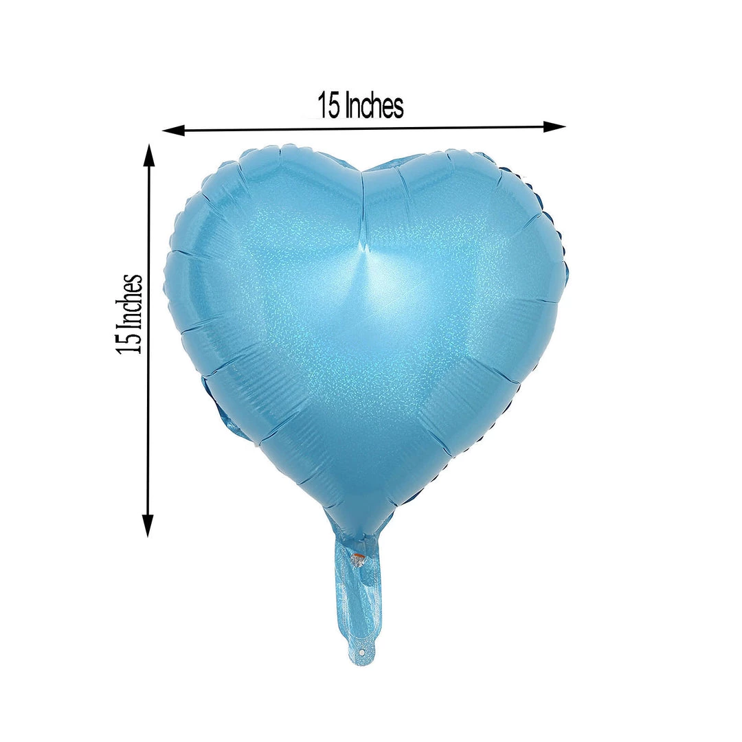 HIER_3200 Big Event Backdrops & Décor 2 Pack | 15" 4D Metallic Blue Heart Mylar Foil Helium Or Air Balloons 3 HIER_3200 Big Event Backdrops & Décor 2 Pack | 15" 4D Metallic Blue Heart Mylar Foil Helium Or Air Balloons